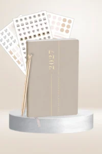 Ensemble : calendrier 2027, stylo et autocollants